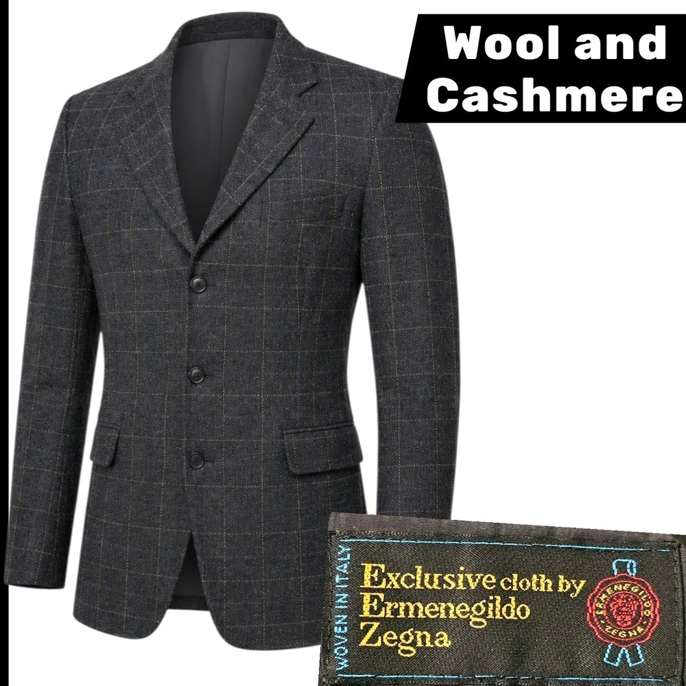 Ermenegildo Zegna CASHMERE WOOL 90s men's Blazer Jacket 44L Suit Coat